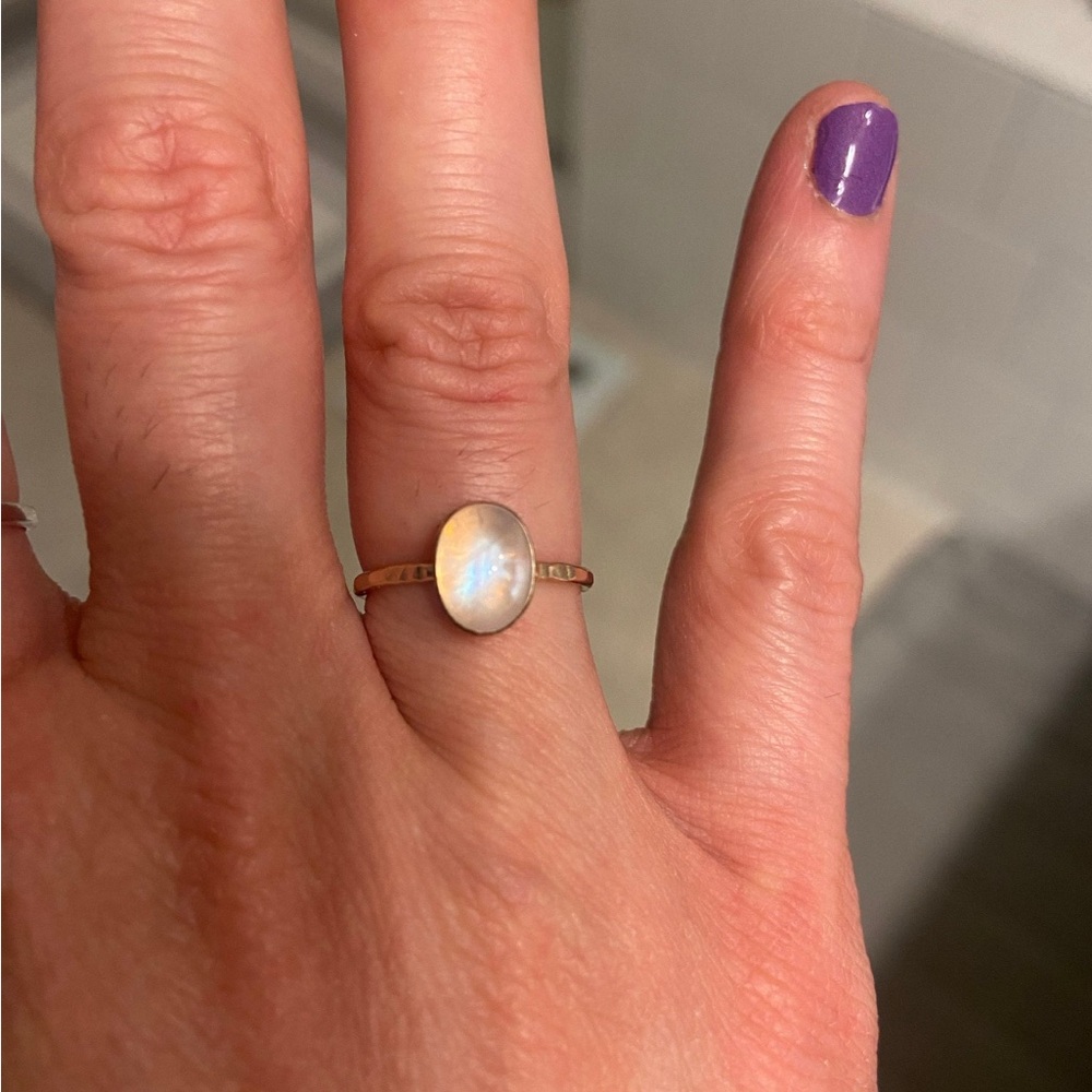 Rainbow Moonstone Rose Gold Ring. New. - Picture 8 of 13